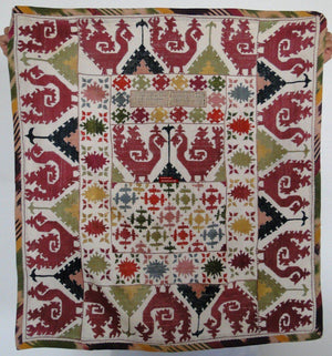 109 SOLD Vintage Tadjik Rooband Veil - Silk Embroidery Textile-WOVENSOULS-Antique-Vintage-Textiles-Art-Decor