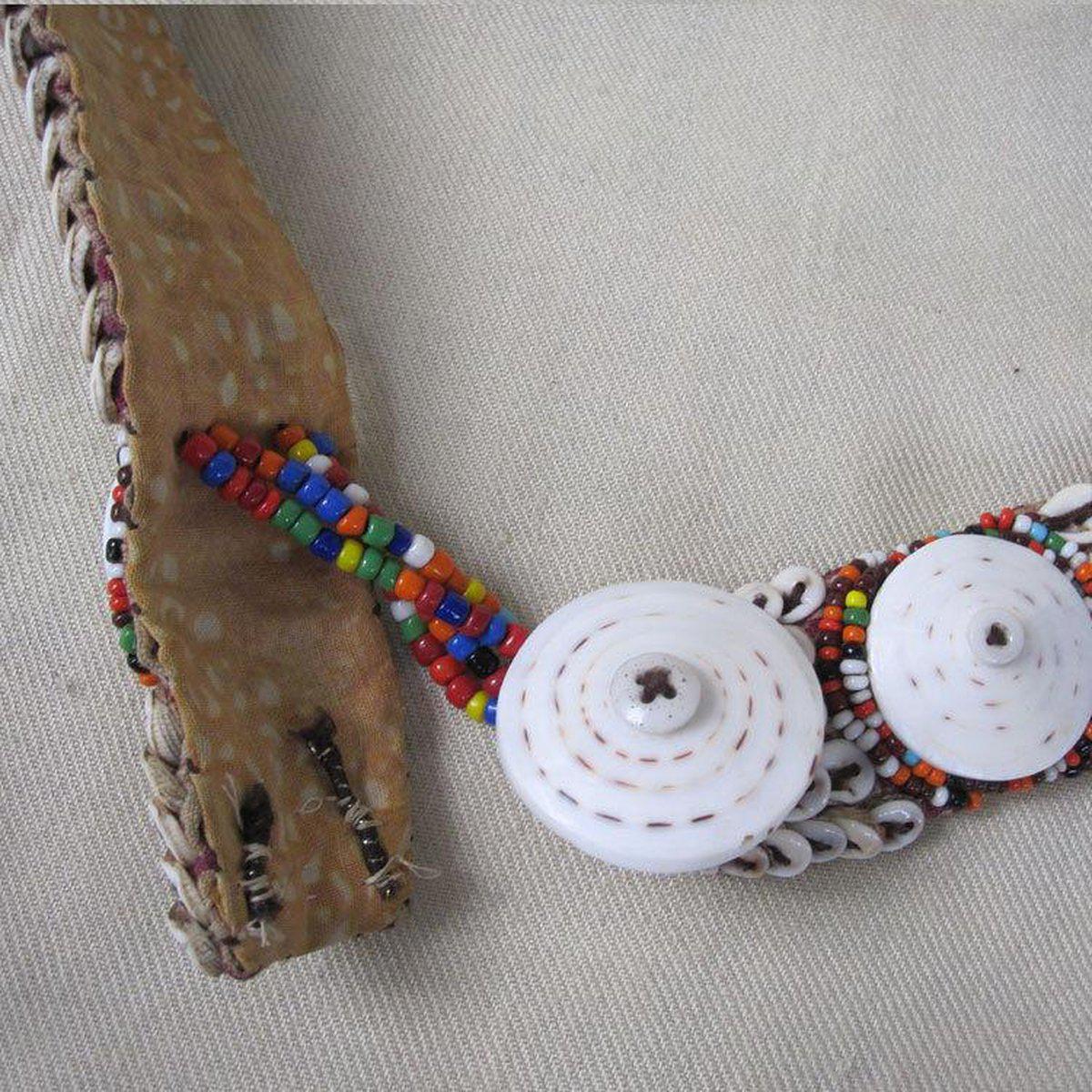 1098 Antique Maloh Belt Sash with Cowries & Beads-WOVENSOULS-Antique-Vintage-Textiles-Art-Decor