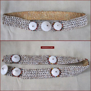 1098 Antique Maloh Belt Sash with Cowries & Beads-WOVENSOULS-Antique-Vintage-Textiles-Art-Decor