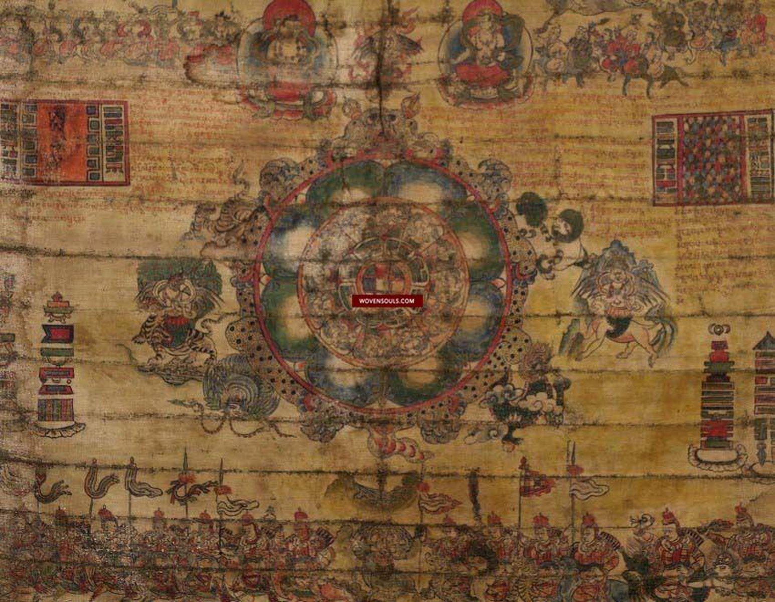 1099 Antique Tibetan Astrological Calendar Painting - MASTERPIECE-WOVENSOULS-Antique-Vintage-Textiles-Art-Decor