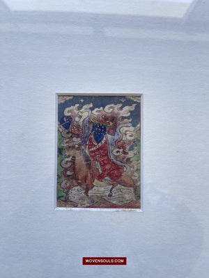 1100-D SOLD Framed Set - Superfine Antique Miniature Thangka Burhany Zurag Mongolia-WOVENSOULS-Antique-Vintage-Textiles-Art-Decor