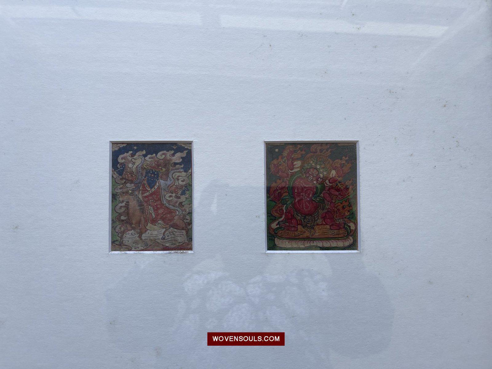 1100-D SOLD Framed Set - Superfine Antique Miniature Thangka Burhany Zurag Mongolia-WOVENSOULS-Antique-Vintage-Textiles-Art-Decor