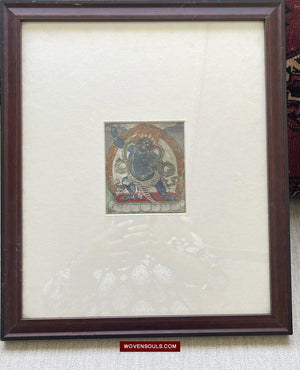 1100-E SOLD Framed Antique Miniature Thangka Burhany Zurag Mongolia-WOVENSOULS-Antique-Vintage-Textiles-Art-Decor