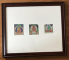 1100-A SOLD Framed Set of 3 Antique Miniature Thangka Burhany Zurag Mongolia-WOVENSOULS-Antique-Vintage-Textiles-Art-Decor