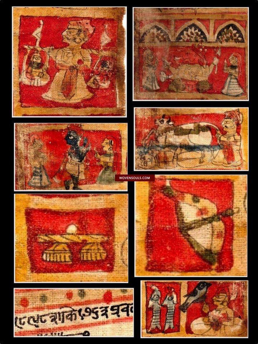 1109 Old Astrological Birth Chart - Janam Patri - Raja Bhom Era Manuscript-WOVENSOULS-Antique-Vintage-Textiles-Art-Decor