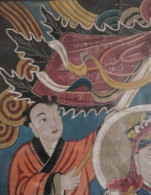 1110 Rare Pair of Large Antique Yao Ceremonial Painting Scrolls-WOVENSOULS-Antique-Vintage-Textiles-Art-Decor