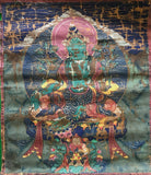 1112 Antique Buddhist Thangka Painting Art, Mongolia-WOVENSOULS-Antique-Vintage-Textiles-Art-Decor