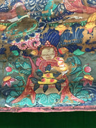 1112 Antique Buddhist Thangka Painting Art, Mongolia-WOVENSOULS-Antique-Vintage-Textiles-Art-Decor