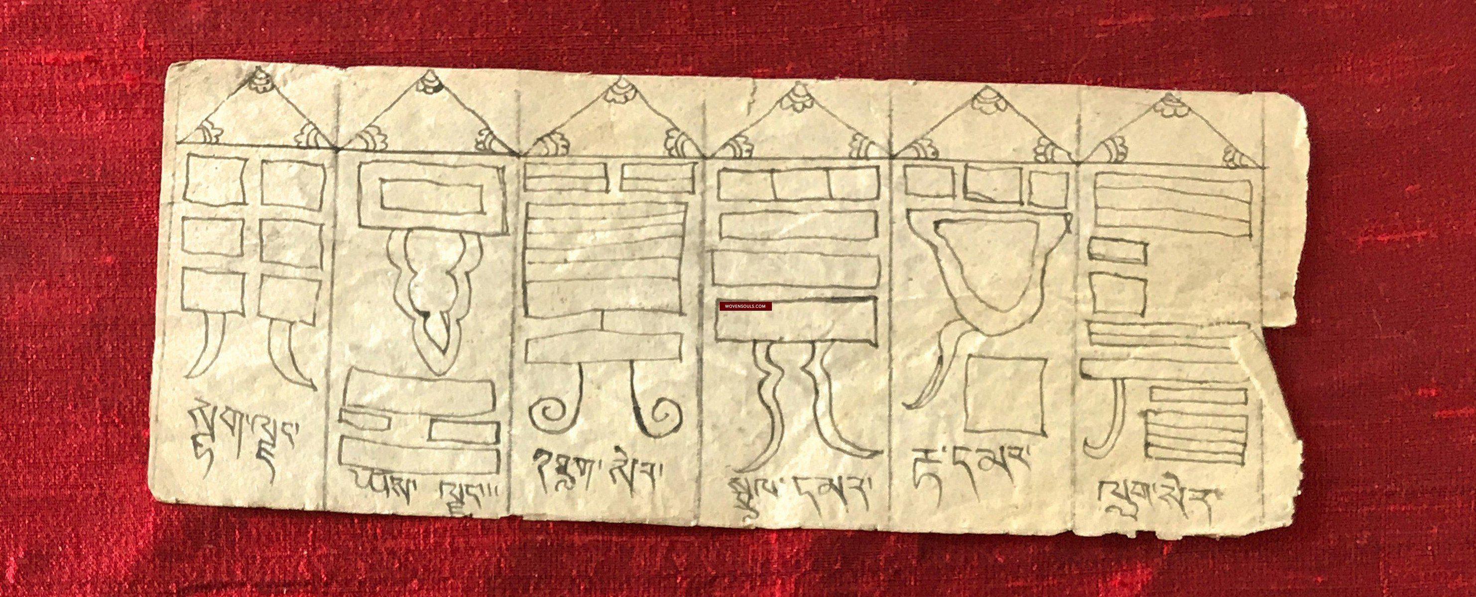 1115 Antique Tibetan Manuscript on Buddhist Architectural Design of Chorten Stupas-WOVENSOULS-Antique-Vintage-Textiles-Art-Decor