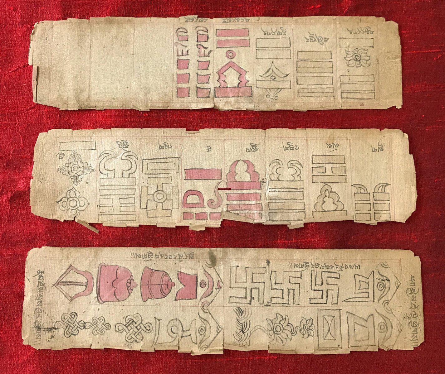 1115 Antique Tibetan Manuscript on Buddhist Architectural Design of Chorten Stupas-WOVENSOULS-Antique-Vintage-Textiles-Art-Decor