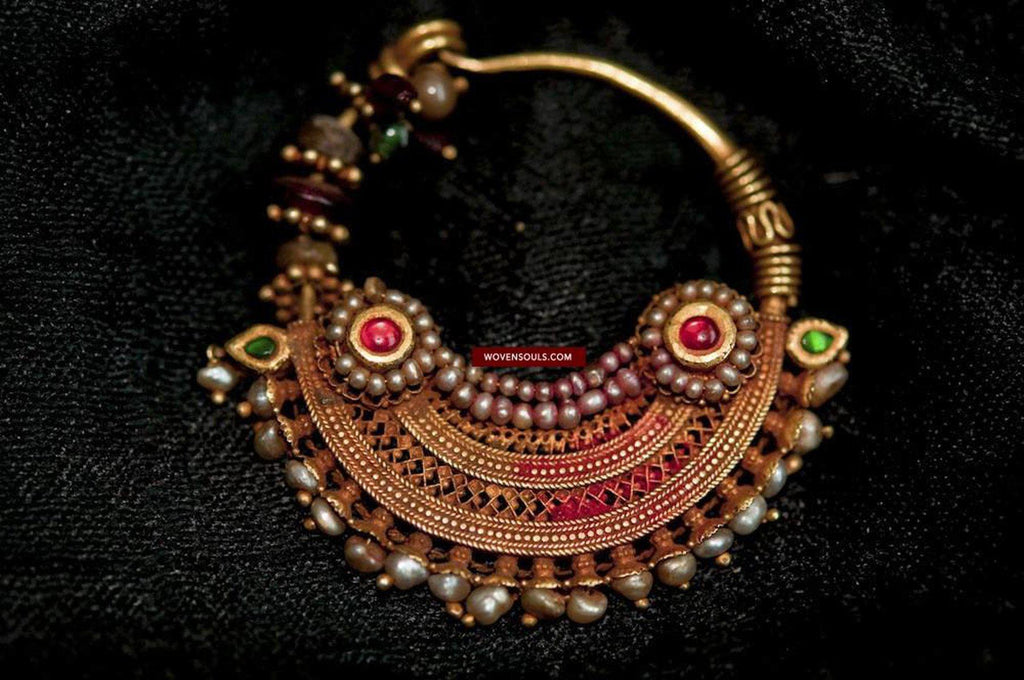Buy Priyaasi Gold Plated Kundan Studded With Beads Chain Floral Nath/Nose  Ring For Women at Amazon.in