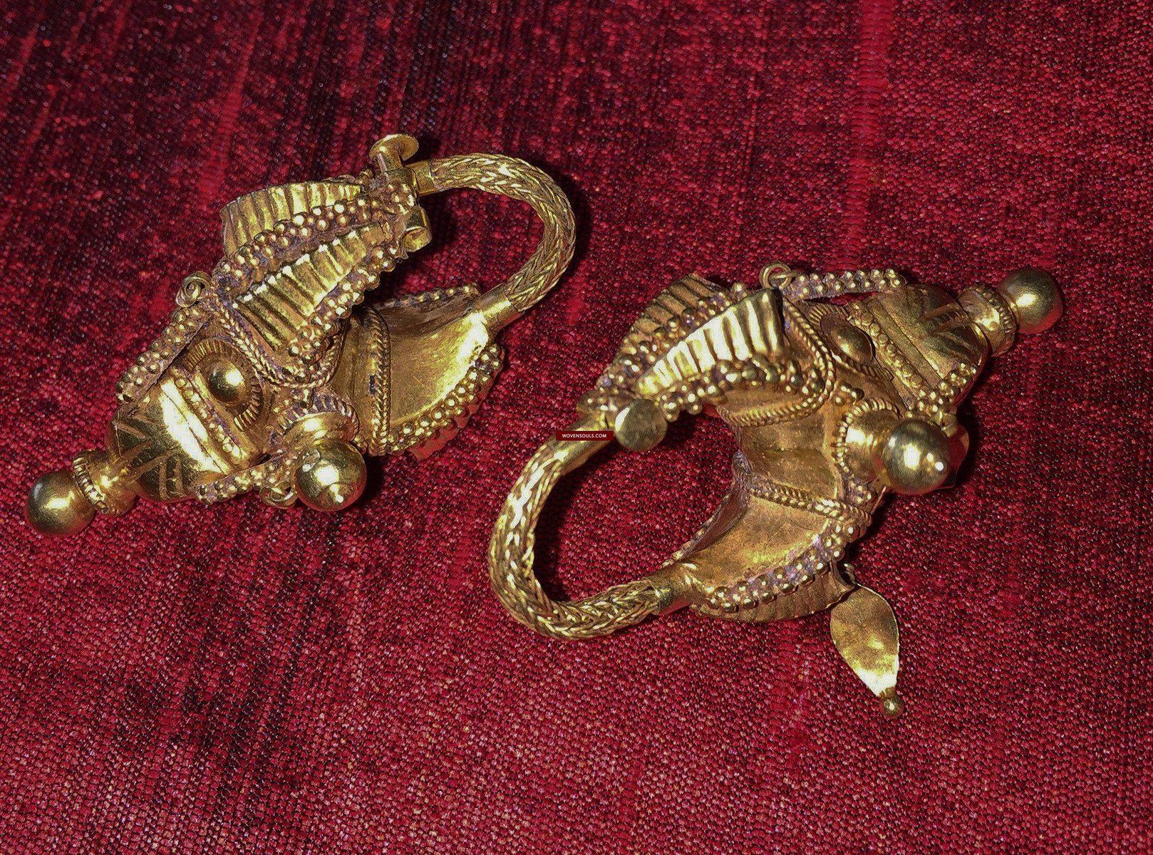 495 Old Gold Jewelry Earrings - South India-WOVENSOULS-Antique-Vintage-Textiles-Art-Decor