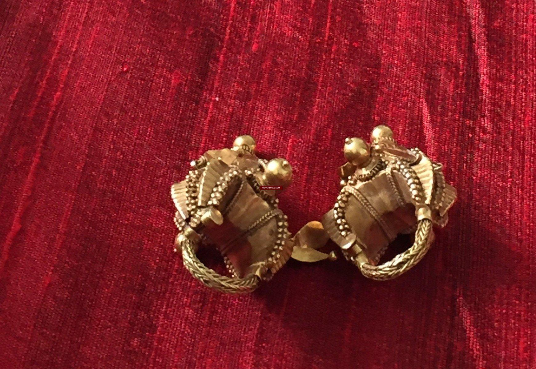 495 Old Gold Jewelry Earrings - South India-WOVENSOULS-Antique-Vintage-Textiles-Art-Decor