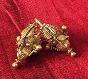 495 Old Gold Jewelry Earrings - South India-WOVENSOULS-Antique-Vintage-Textiles-Art-Decor