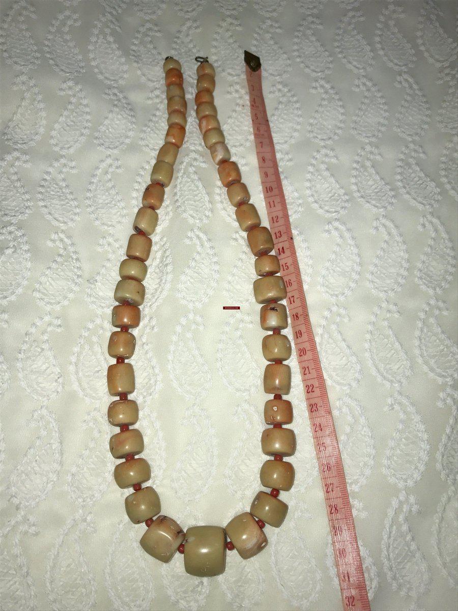 1131 SOLD Antique Heirloom Tibetan Mountain Coral Necklace -Rare Peach / Salmon color-WOVENSOULS-Antique-Vintage-Textiles-Art-Decor