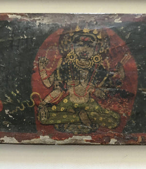 1138 Pair of Antique Painted Wood Covers for Hindu Manuscript with Deities & Gods-WOVENSOULS-Antique-Vintage-Textiles-Art-Decor