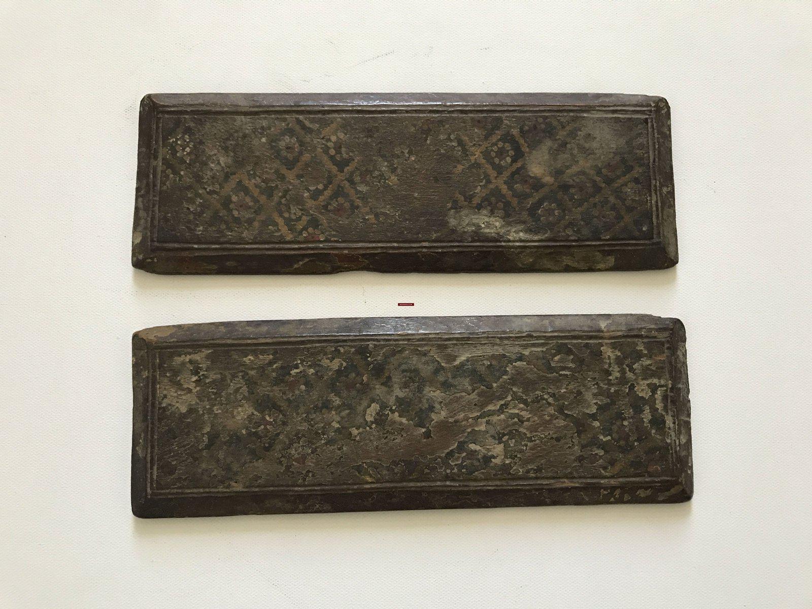 1138 Pair of Antique Painted Wood Covers for Hindu Manuscript with Deities & Gods-WOVENSOULS-Antique-Vintage-Textiles-Art-Decor