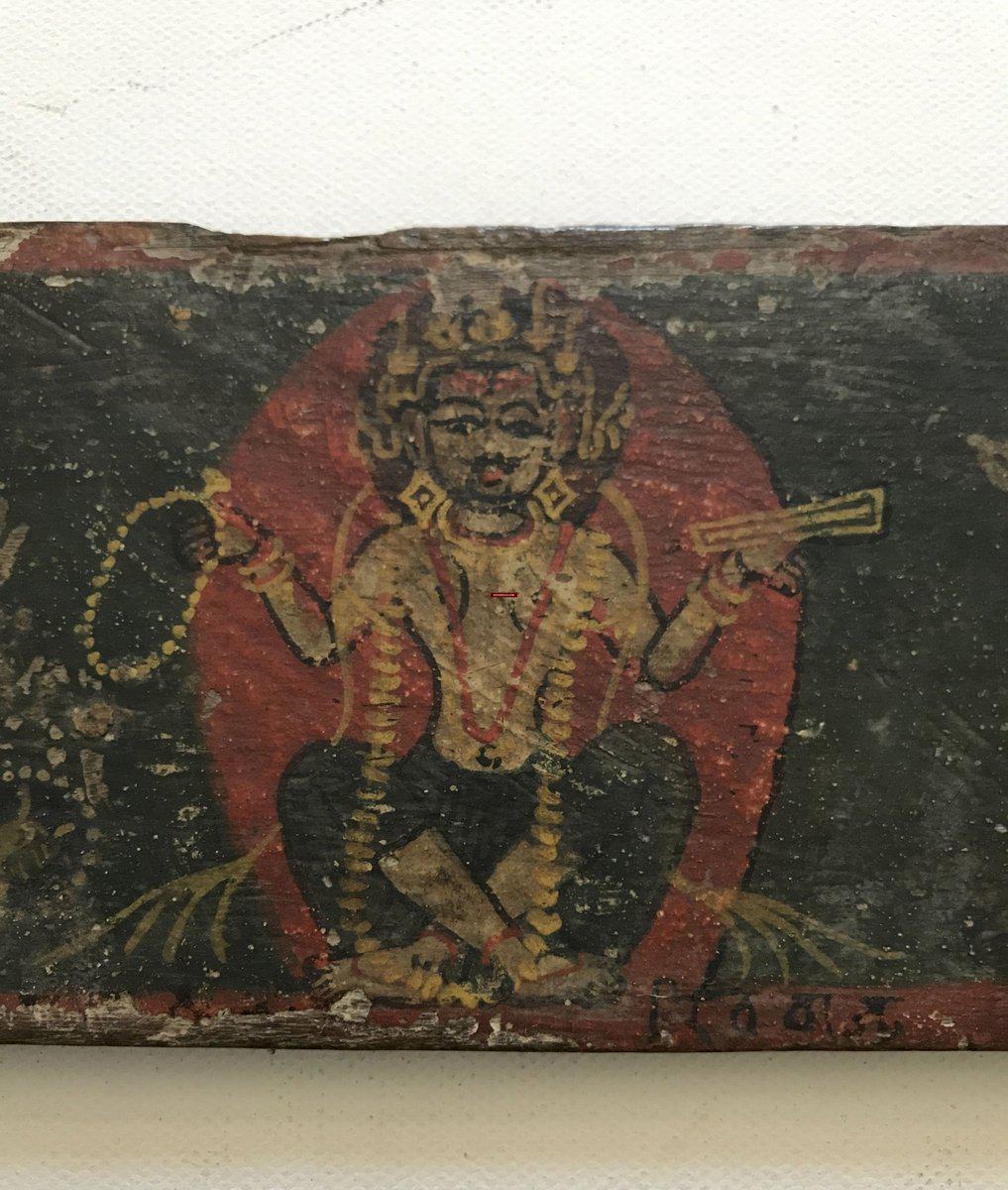 1138 Pair of Antique Painted Wood Covers for Hindu Manuscript with Deities & Gods-WOVENSOULS-Antique-Vintage-Textiles-Art-Decor