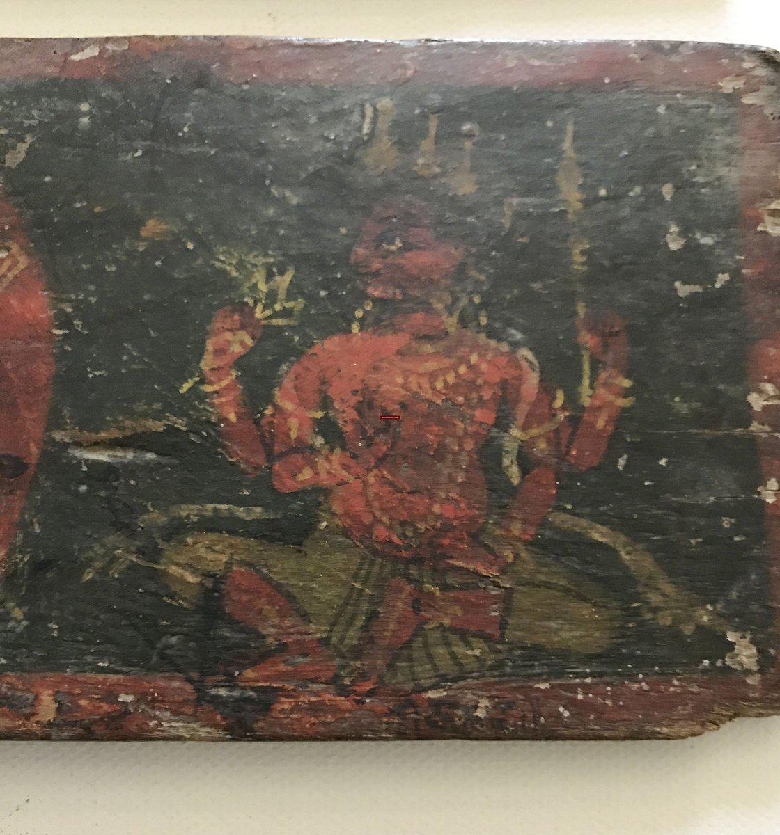 1138 Pair of Antique Painted Wood Covers for Hindu Manuscript with Deities & Gods-WOVENSOULS-Antique-Vintage-Textiles-Art-Decor