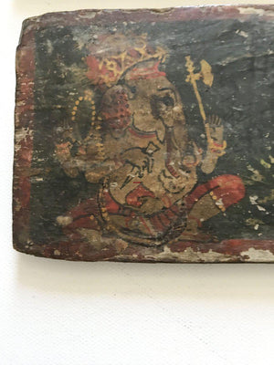1138 Pair of Antique Painted Wood Covers for Hindu Manuscript with Deities & Gods-WOVENSOULS-Antique-Vintage-Textiles-Art-Decor