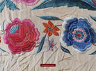 1146 Antique Floral Manila Manton Cantonese Shawl with Double Sided Embroidery-WOVENSOULS-Antique-Vintage-Textiles-Art-Decor