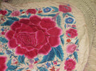 1146 Antique Floral Manila Manton Cantonese Shawl with Double Sided Embroidery-WOVENSOULS-Antique-Vintage-Textiles-Art-Decor