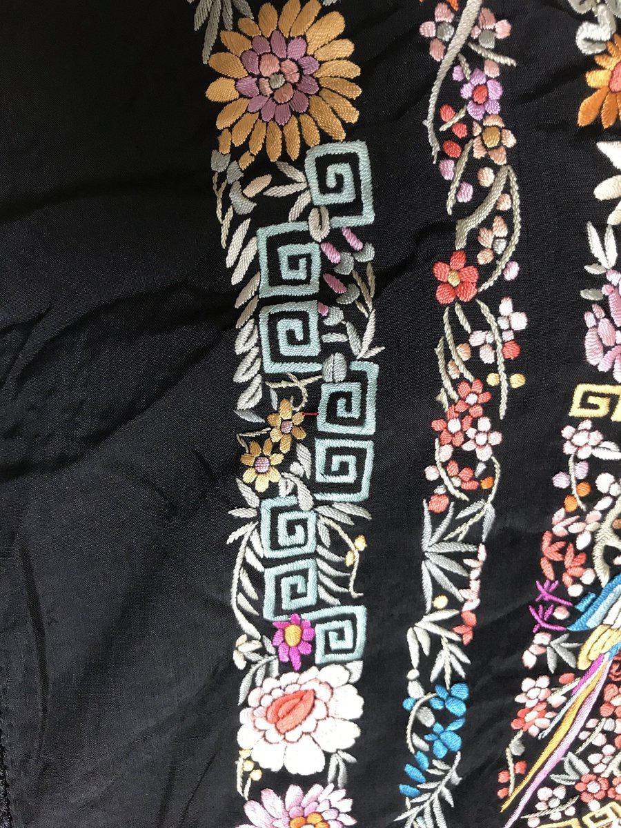 1148 Antique Double Sided Embroidery Manila Manton - Cantonese Embroidery-WOVENSOULS-Antique-Vintage-Textiles-Art-Decor