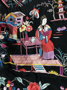 1149 Antique Double Sided Embroidery Manila Manton - Cantonese Embroidery - Village Scenes-WOVENSOULS-Antique-Vintage-Textiles-Art-Decor