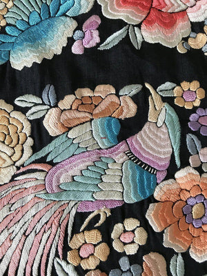 1152 Antique Double Sided Embroidery Manila Manton - Cantonese Embroidery with Peacocks-WOVENSOULS-Antique-Vintage-Textiles-Art-Decor