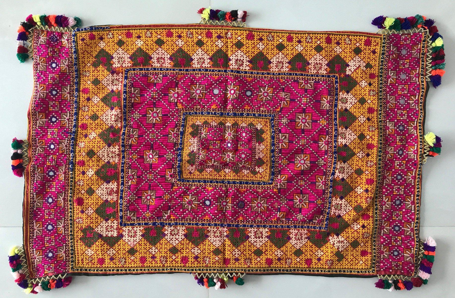 1153 SOLD Rare Museum Quality Sindh Pillow Case - 1940-1950s-WOVENSOULS-Antique-Vintage-Textiles-Art-Decor