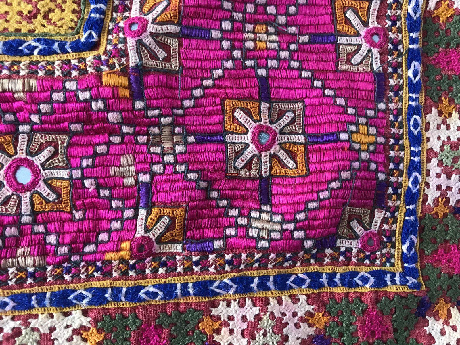 1153 SOLD Rare Museum Quality Sindh Pillow Case - 1940-1950s-WOVENSOULS-Antique-Vintage-Textiles-Art-Decor