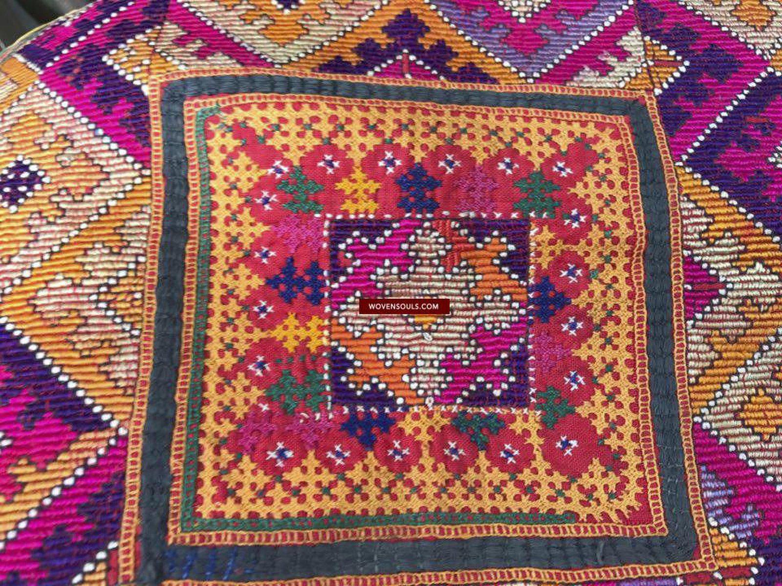 1154 Superb Sindh Pillow Case with Applique Work-WOVENSOULS-Antique-Vintage-Textiles-Art-Decor