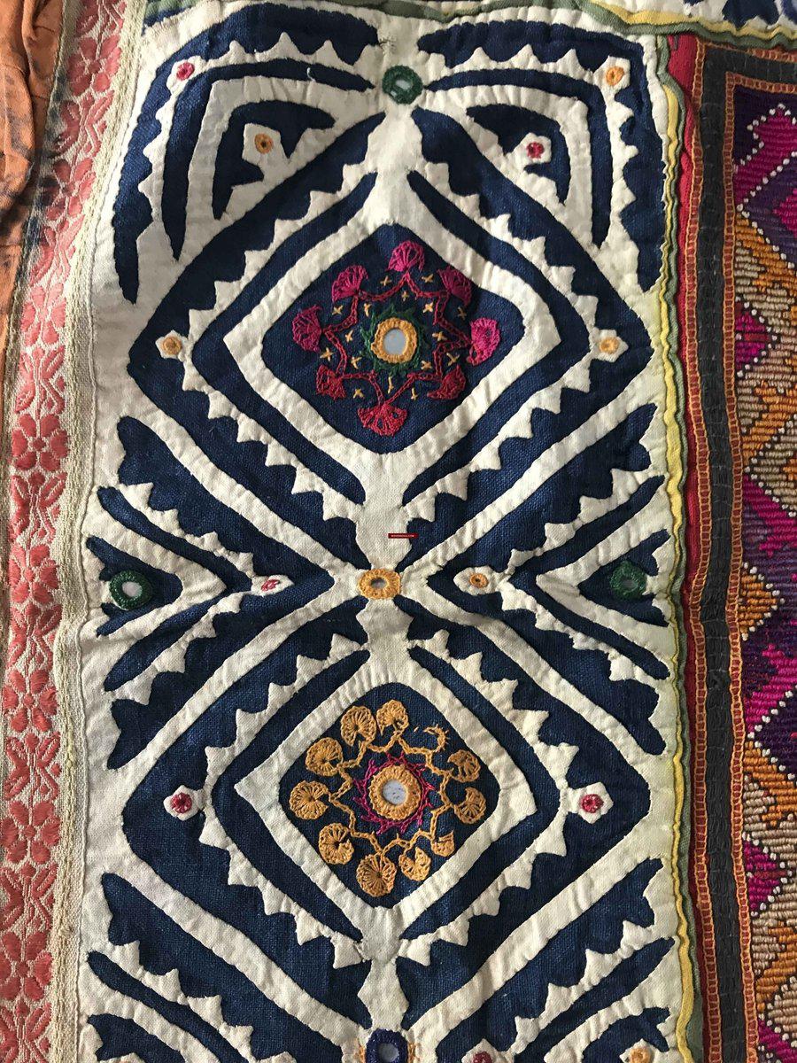 1154 Superb Sindh Pillow Case with Applique Work-WOVENSOULS-Antique-Vintage-Textiles-Art-Decor