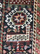 1540 Antique White Field Shekarlou Shekarlu Qashqai Rug with Animals in the Border - NFS-WOVENSOULS-Antique-Vintage-Textiles-Art-Decor