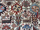 1540 Antique White Field Shekarlou Shekarlu Qashqai Rug with Animals in the Border - NFS-WOVENSOULS-Antique-Vintage-Textiles-Art-Decor