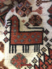 1540 Antique White Field Shekarlou Shekarlu Qashqai Rug with Animals in the Border - NFS-WOVENSOULS-Antique-Vintage-Textiles-Art-Decor