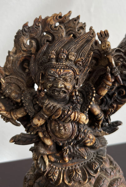 1543 Antique Tantric Ritual Buddhist Six Armed Mahakala Himalayan Art-WOVENSOULS Antique Textiles & Art Gallery