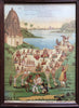 1158 SOLD Ravi Varma Press - Anant Shivaji Desai Print - Rare Subject - Holy Cow with 84 Gods-WOVENSOULS-Antique-Vintage-Textiles-Art-Decor