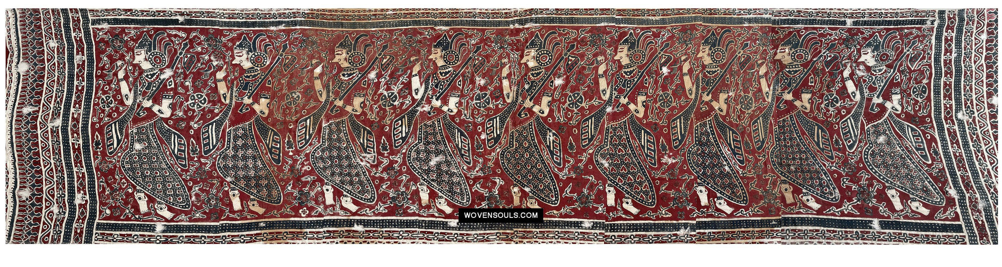 1642 Rare Ceremonial Cloth with a Row of Female Musicians-WOVENSOULS Antique Textiles &amp; Art Gallery