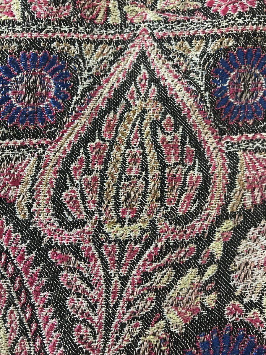 1165 SOLD Antique Kashmir Shawl Masterpiece Fragment - Pink Field with Silk - Rare-WOVENSOULS-Antique-Vintage-Textiles-Art-Decor