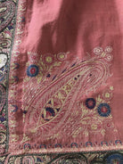 1165 SOLD Antique Kashmir Shawl Masterpiece Fragment - Pink Field with Silk - Rare-WOVENSOULS-Antique-Vintage-Textiles-Art-Decor