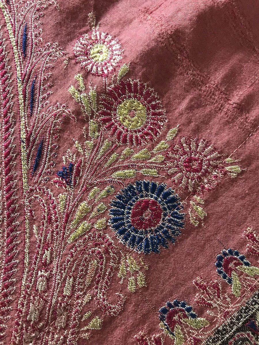 1165 SOLD Antique Kashmir Shawl Masterpiece Fragment - Pink Field with Silk - Rare-WOVENSOULS-Antique-Vintage-Textiles-Art-Decor