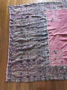 1165 SOLD Antique Kashmir Shawl Masterpiece Fragment - Pink Field with Silk - Rare-WOVENSOULS-Antique-Vintage-Textiles-Art-Decor