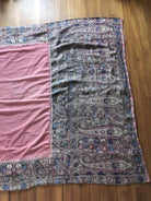 1165 SOLD Antique Kashmir Shawl Masterpiece Fragment - Pink Field with Silk - Rare-WOVENSOULS-Antique-Vintage-Textiles-Art-Decor