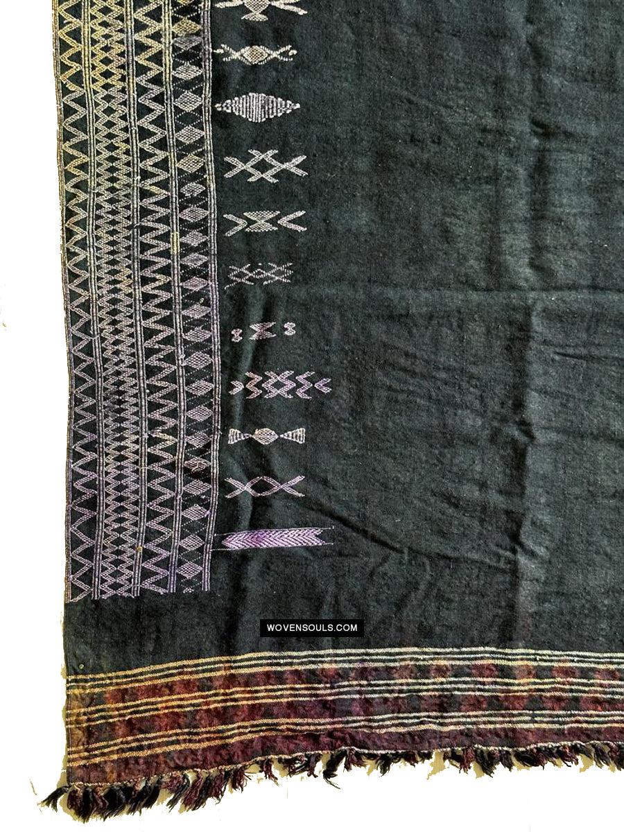 1688 SOLD Antique Mahmoudi Blue Bakhnoug Shawl - Textile Art Masterpiece-WOVENSOULS Antique Textiles &amp; Art Gallery