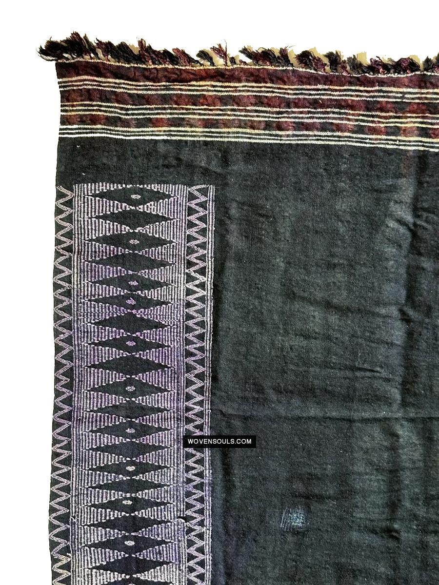 1688 SOLD Antique Mahmoudi Blue Bakhnoug Shawl - Textile Art Masterpiece-WOVENSOULS Antique Textiles &amp; Art Gallery