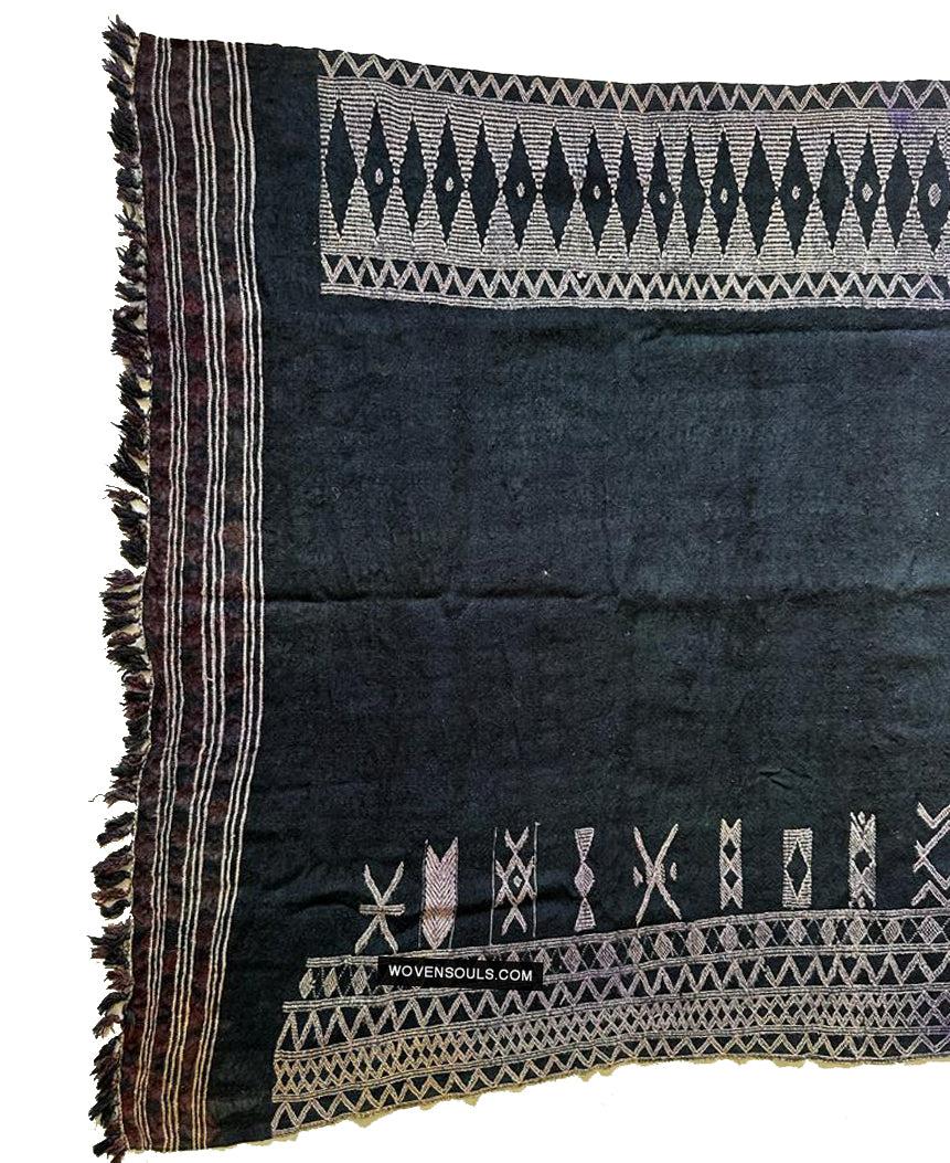1688 SOLD Antique Mahmoudi Blue Bakhnoug Shawl - Textile Art Masterpiece-WOVENSOULS Antique Textiles &amp; Art Gallery