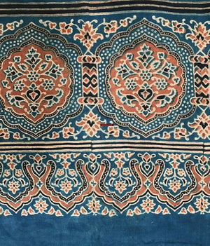 117 SOLD Double Sided Ajrakh Hand Block Printed with Natural Dyes-WOVENSOULS-Antique-Vintage-Textiles-Art-Decor