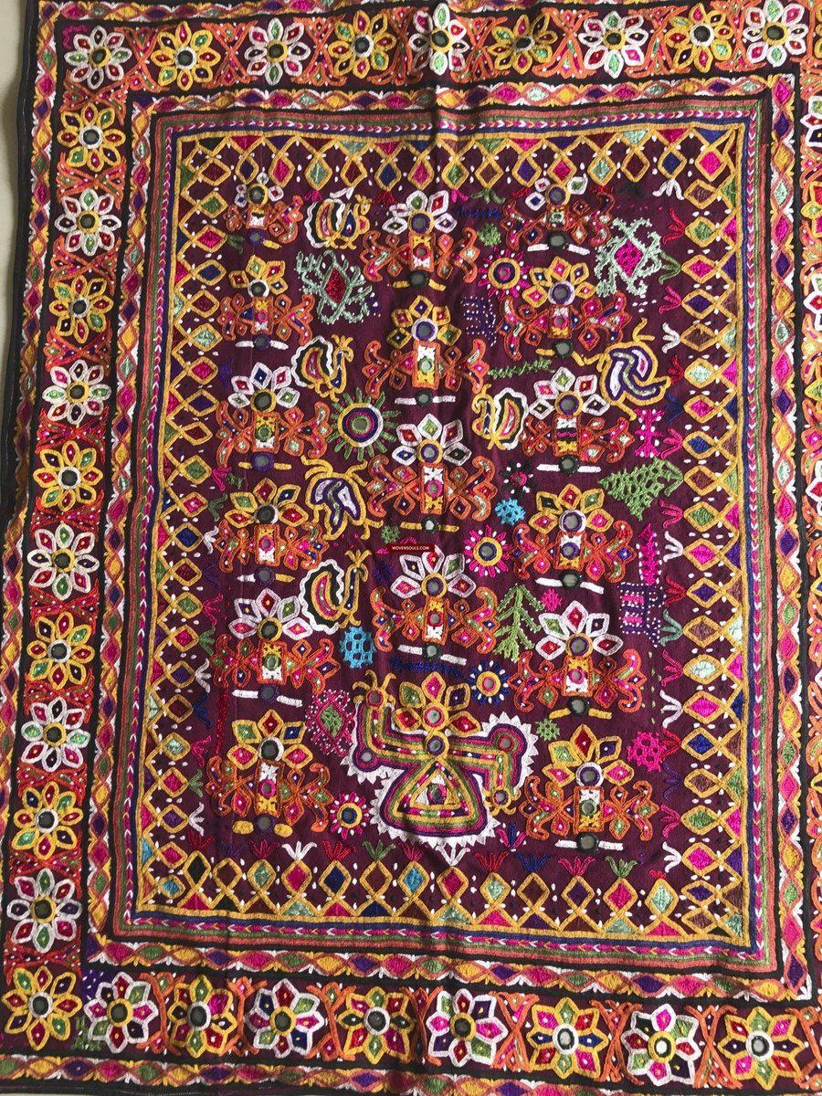 1173 Vintage Ghodiyu Cradle Cloth Embroidery Indian Textile Art-WOVENSOULS-Antique-Vintage-Textiles-Art-Decor