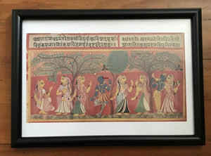 1191 - Printed of Indian Miniature Painting-WOVENSOULS-Antique-Vintage-Textiles-Art-Decor